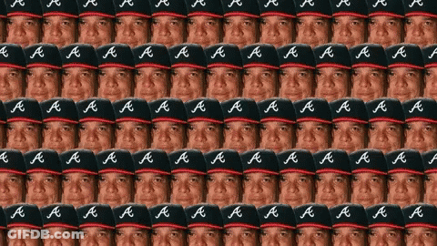 Atlanta Braves Hats Lined Up GIF