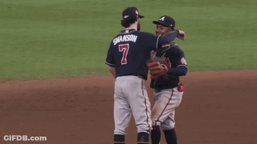 Atlanta Braves Ozzie Albies Dansby Swanson Hug GIF
