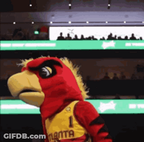 Atlanta Hawk Mascot Cheering GIF
