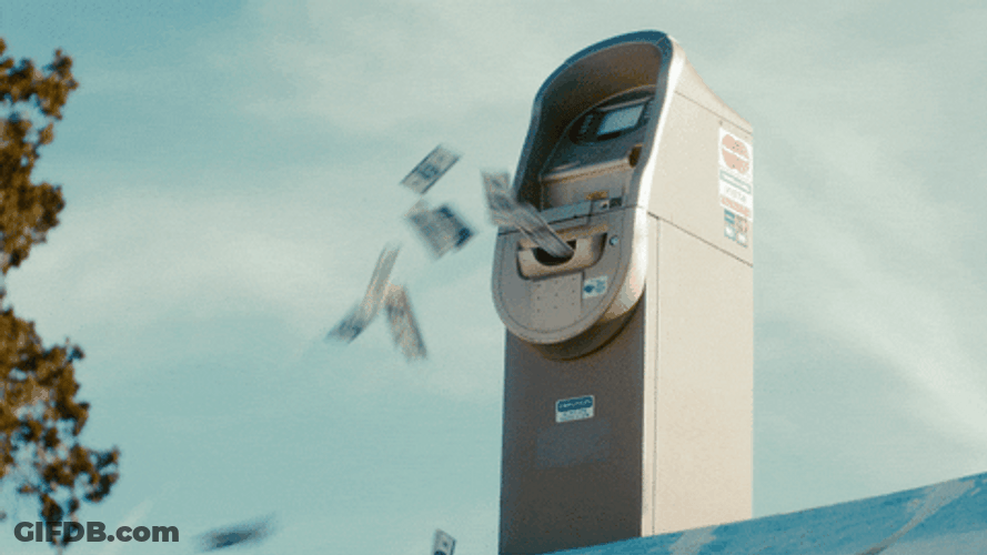 ATM Machine Gives A Lot Of Dollar Bills GIF
