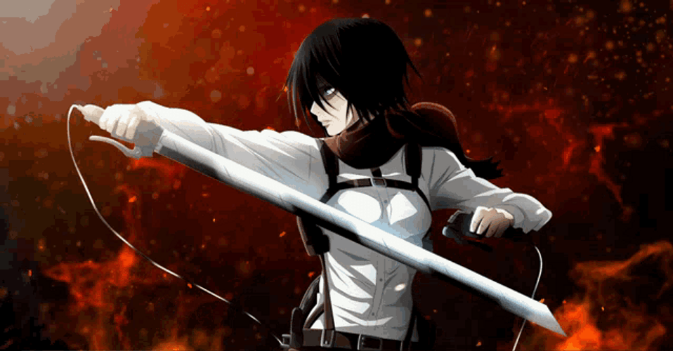 Attack On Titan Fiery Mikasa GIF