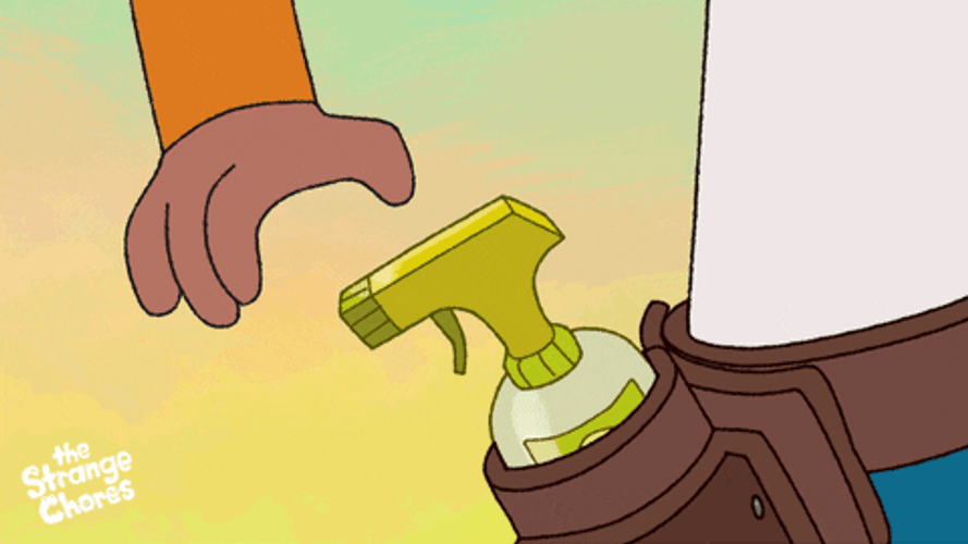 Attempting To Hold Spray Bottle Animation GIF
