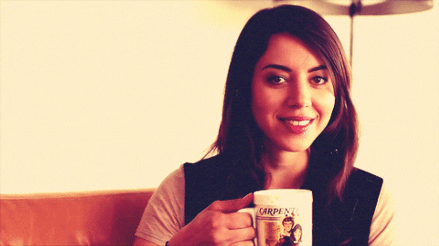 Aubrey Plaza Drinking Coffee GIF