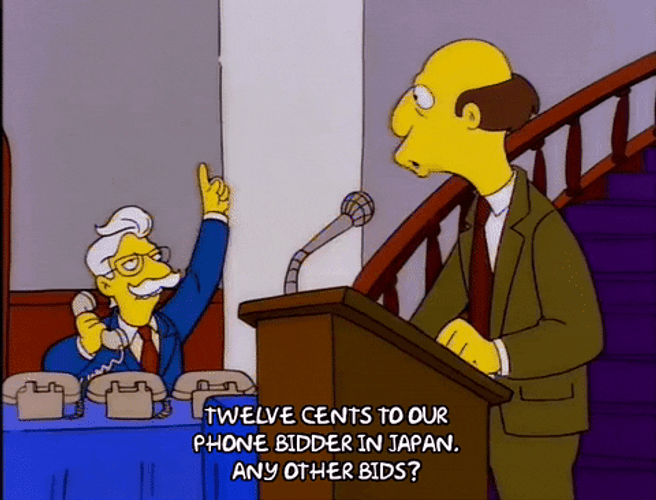 Auctioneer Bart The Fink Wants More Bidder GIF