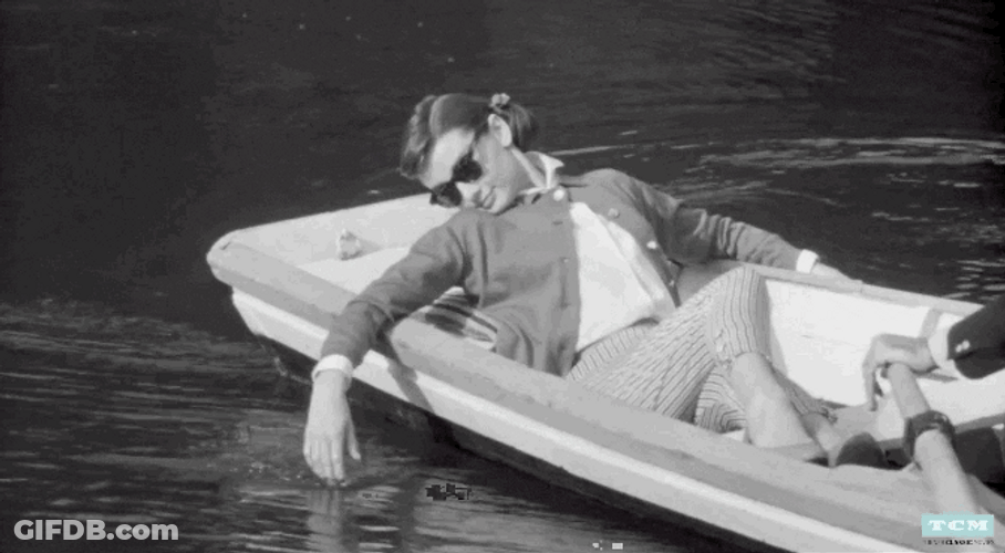Audrey Hepburn On The Canoe GIF