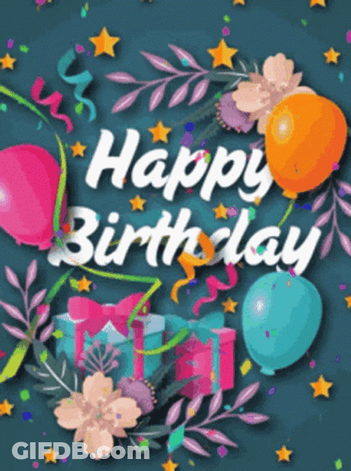 August Birthday Confetti And Balloons GIF