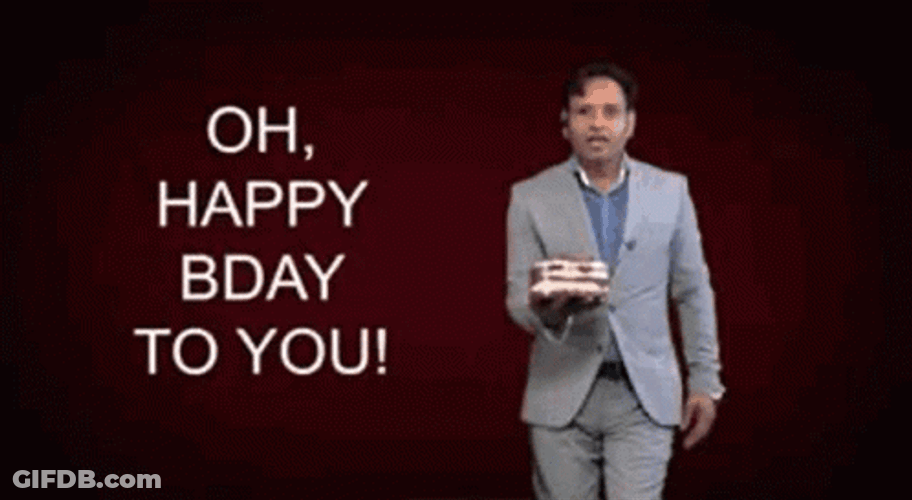 August Birthday Man Giving Cake GIF