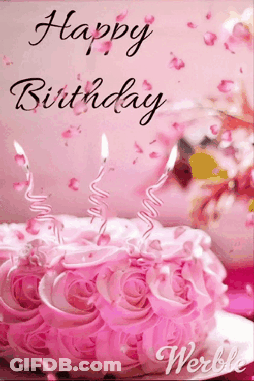 August Birthday Pink Cake GIF