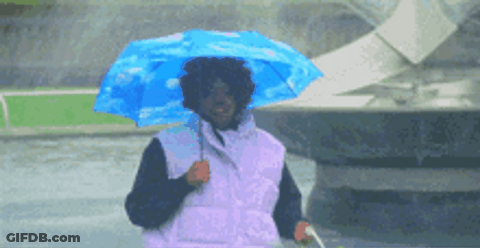 Aunt With Her Umbrella Dancing In The Rain GIF
