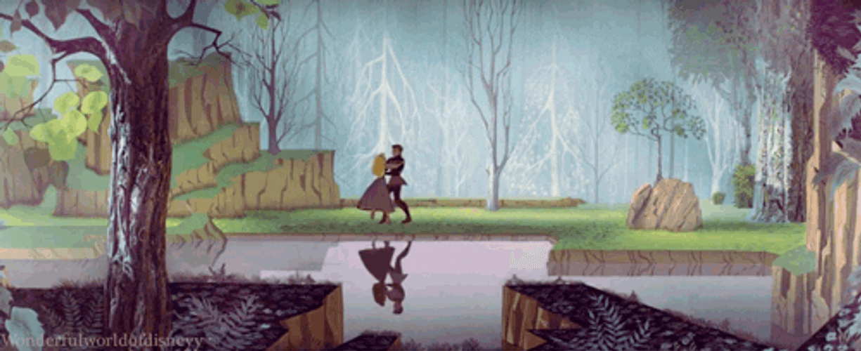 Aurora And The Prince Dancing Reflection GIF
