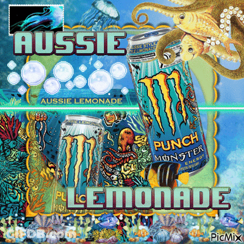 Aussie Lemonade Punch Monster Drink Advertisement GIF