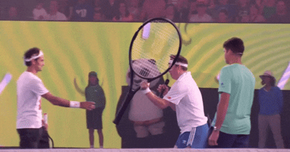 Australian Open Funny Roger Federer Accepting Giant Racket GIF