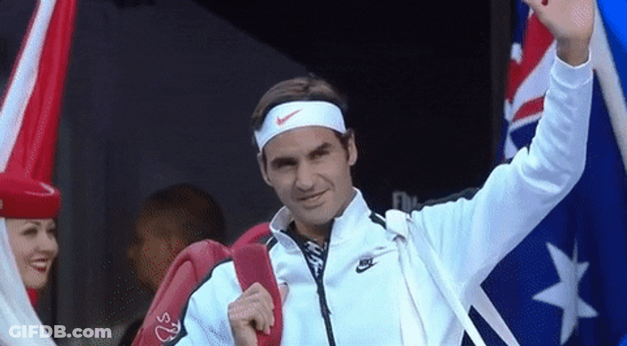 Australian Open Roger Federer Waving To Crowd GIF