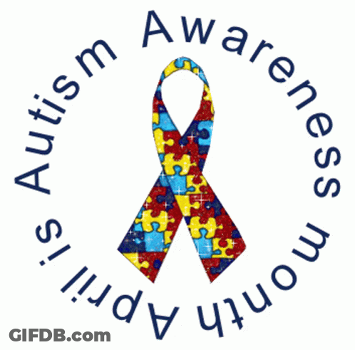 Autism Awareness Puzzle Ribbon Logo GIF