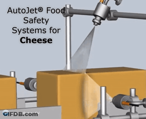 Autojet Food Safety System Spraying Cheese GIF