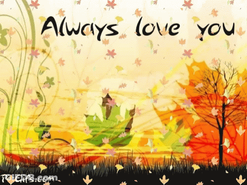 Autumn Branch Over Water Saying Goodnight I Love You GIF