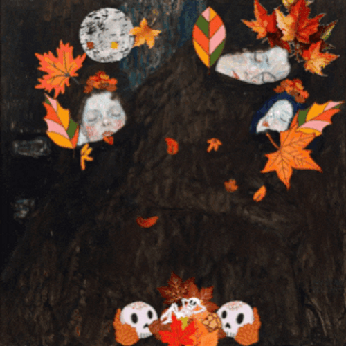 Autumn Falls Faces Leaves Halloween GIF