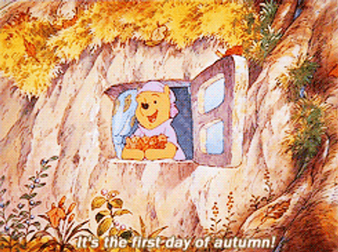 Autumn First Day Winnie The Pooh GIF