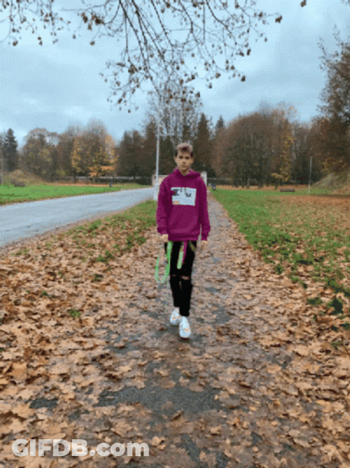 Autumn Leaves Man Power Walking GIF