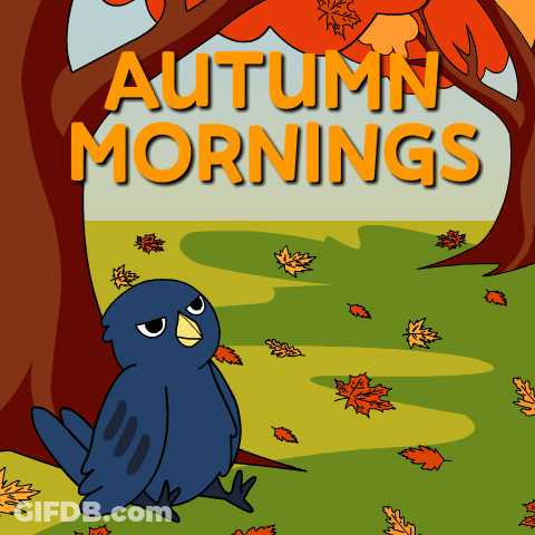 Autumn Mornings Poster Blue Bird Under Tree GIF
