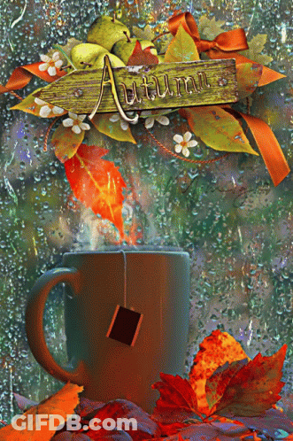 Autumn Sign Above Coffee Cup GIF