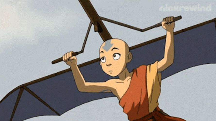 Avatar Aang Eating While Flying GIF