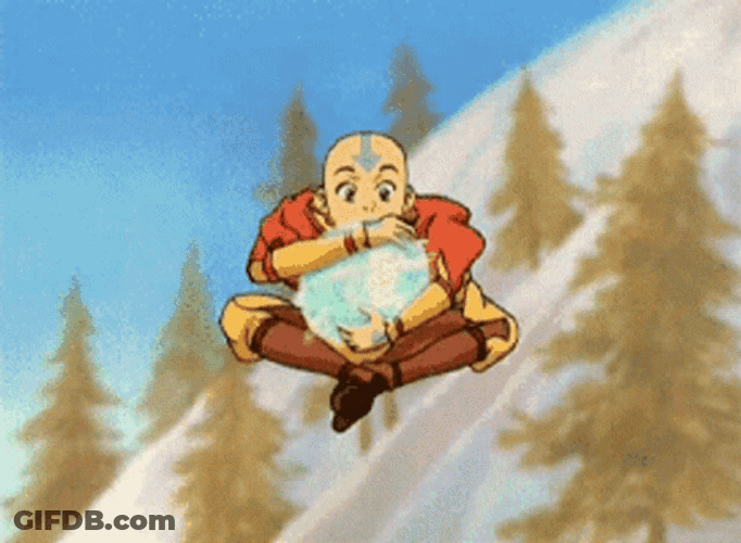 Avatar Aang Floating Hugging Lightning Ball GIF