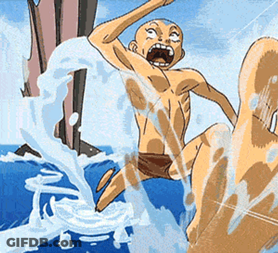 Avatar Aang Running From Unagi GIF
