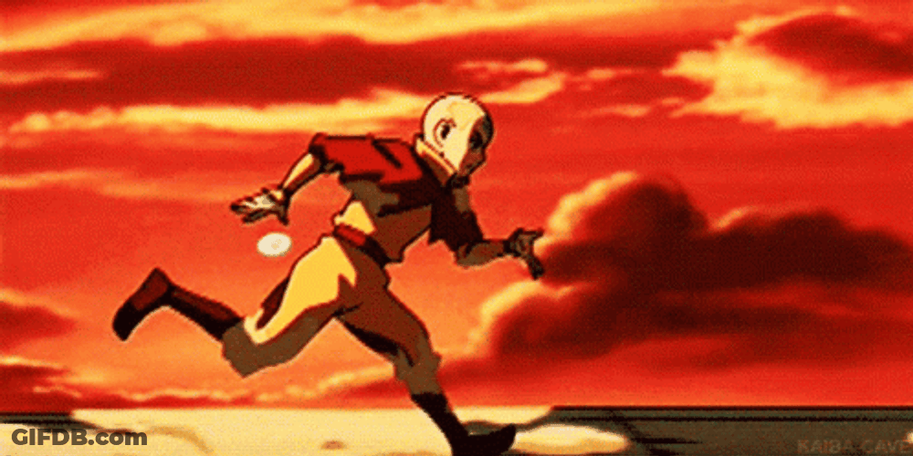 Avatar Aang Running With Water Power Ball GIF