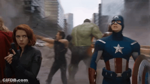 Avengers Captain America And Black Widow In City GIF