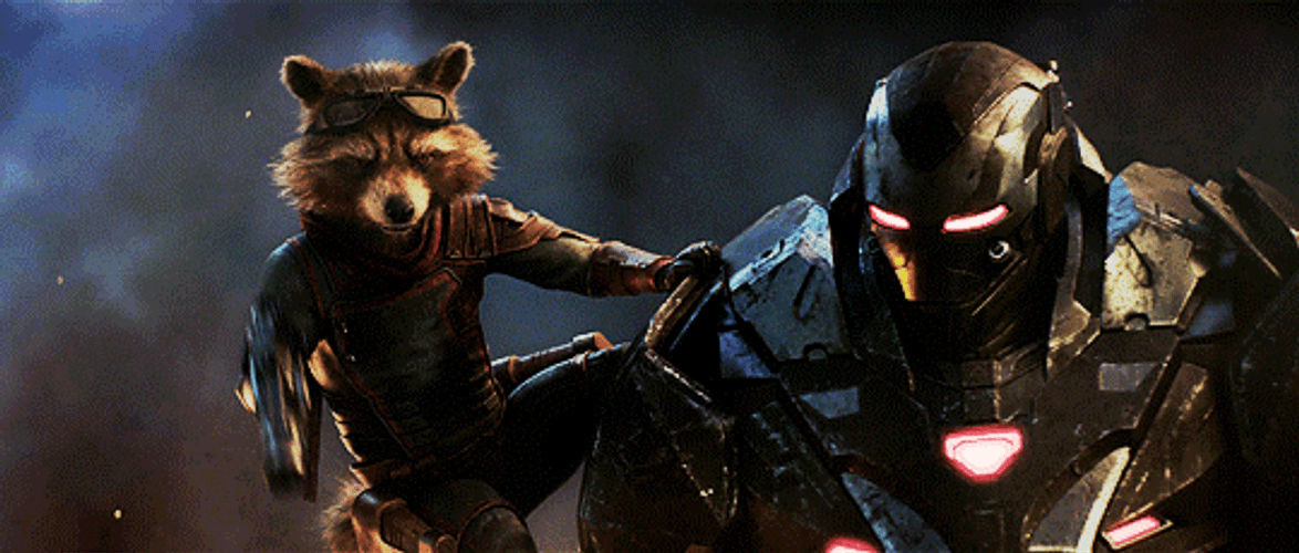 Avengers Endgame War Machine With Rocket Raccoon GIF