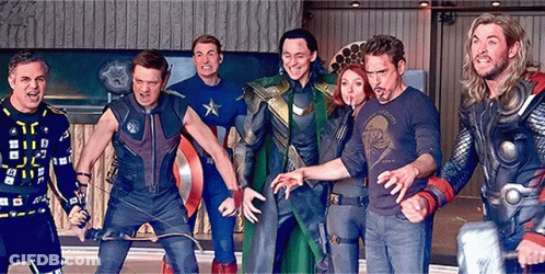 Avengers Posing With Thor GIF