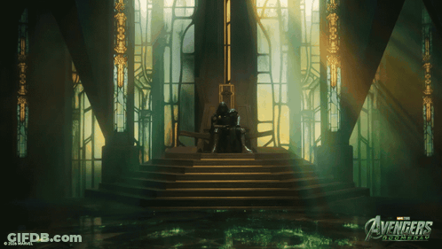 Avengers Poster Man Sitting On Throne GIF
