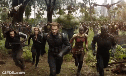 Avengers Running Through Forest In Infinity War GIF