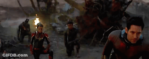Avengers Walking Through Destroyed City GIF