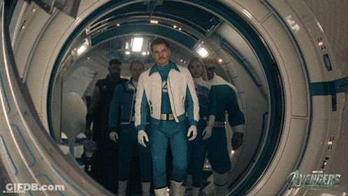 Avengers Walking Through Spaceship GIF