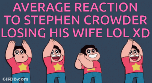 Average Reaction To Stephen Crowder Losing His Wife Lol Xd With Steven Universe Characters GIF