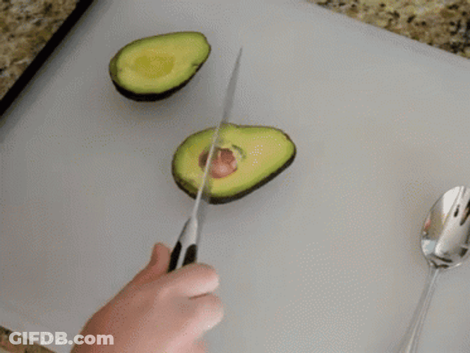 Avocado Fruit Knife Removing Seed GIF