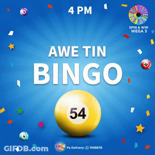 Awe Tin Bingo Yellow Ball Number 54 GIF