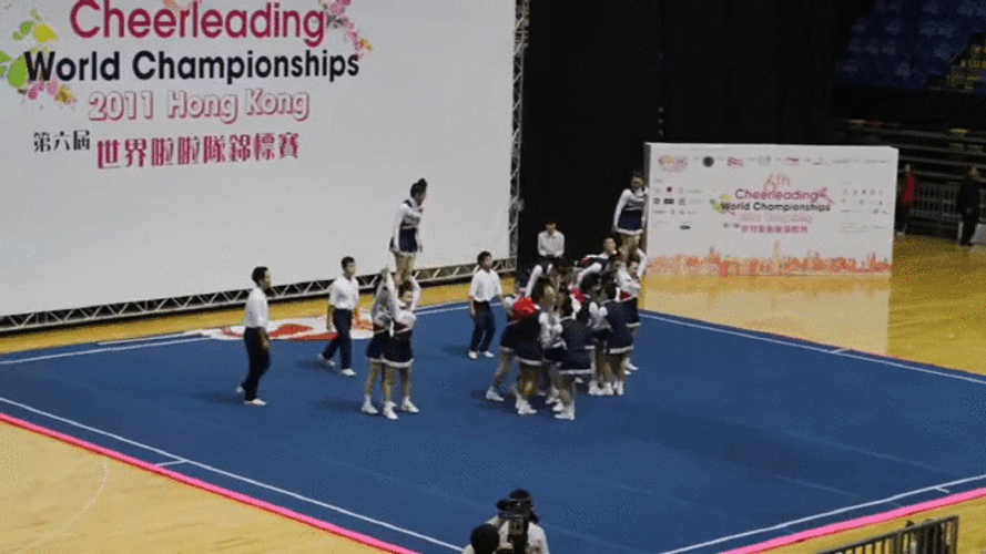 Awesome Japanese Cheerleading Stunts GIF