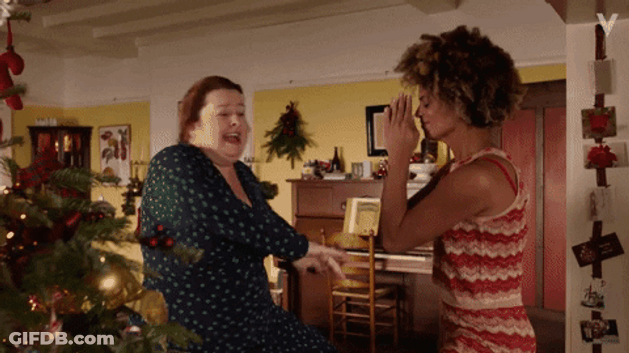 Awkward Merry Christmas Family Falling Tree GIF