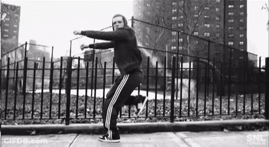 Awkward Running Man Dance In Park GIF