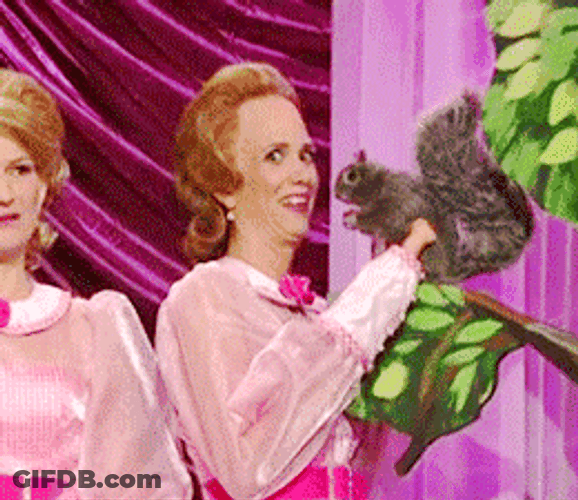Awkward Woman Flirt To A Squirrel GIF