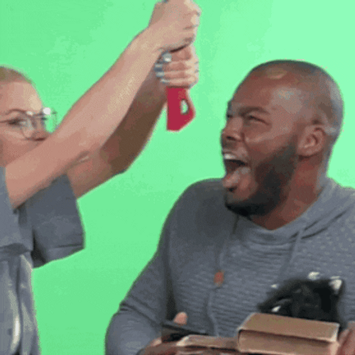 Axe Throwing Scared Man GIF