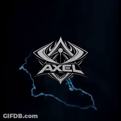 Axel Logo On Blue Background With Lightning GIF