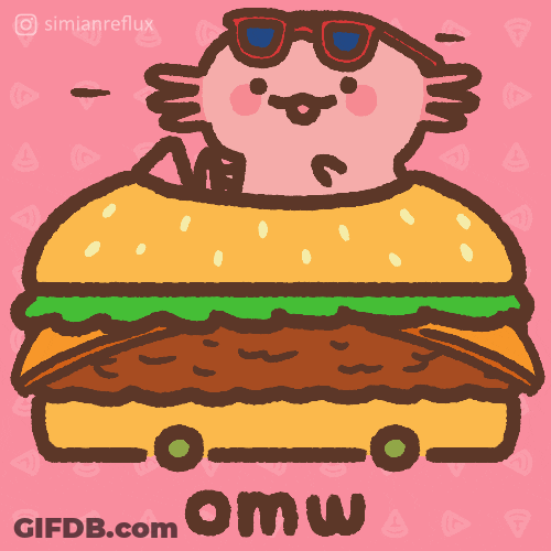 Axolotl Meme OMW On A Burger Car GIF