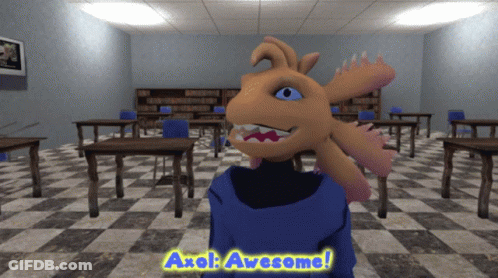 Axolotl Standing In Classroom GIF