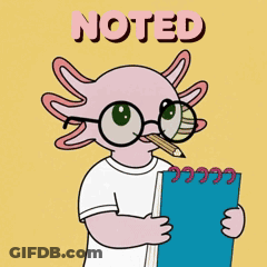 Axolotl With Glasses Holding Notebook And Pencil GIF