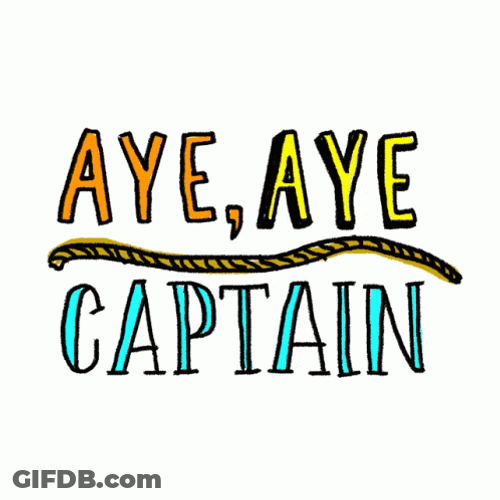Aye Aye Captain Colorful Calligraphy GIF