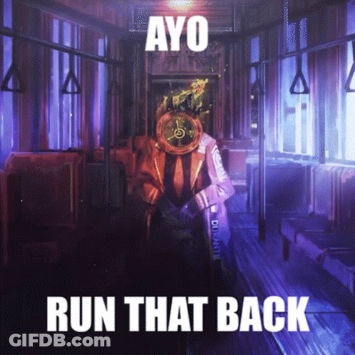 Ayo Run That Back Poster Purple Background GIF